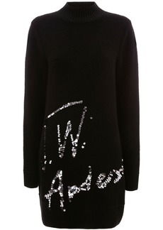 JW Anderson sequins-logo knitted minidress
