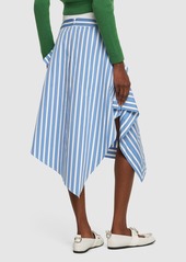 JW Anderson Striped Cotton Asymmetric Midi Skirt