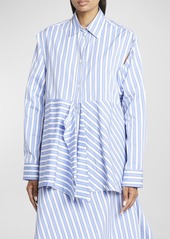 JW Anderson Striped Peplum Drape Collared Shirt