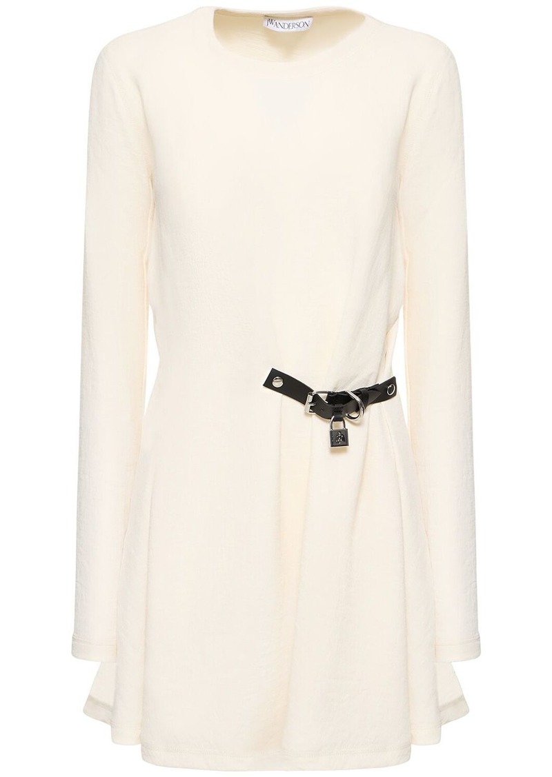 JW Anderson Wool Blend Cady Padlock Belt Mini Dress