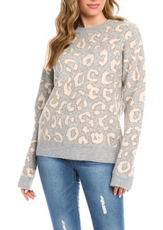 Karen Kane Animal Jacquard Pullover Sweater In Leopard