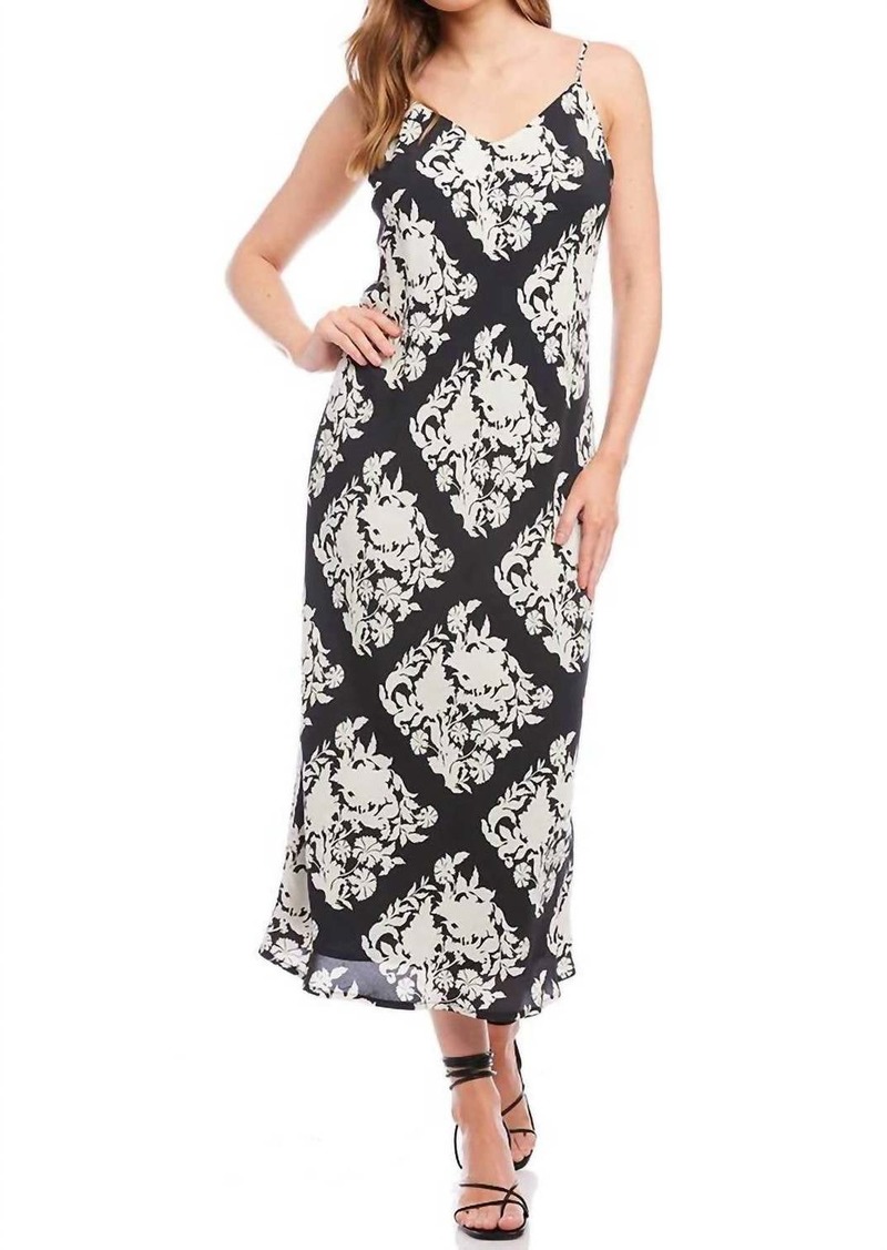 Karen Kane Bias Cut Midi Dress In Black And White