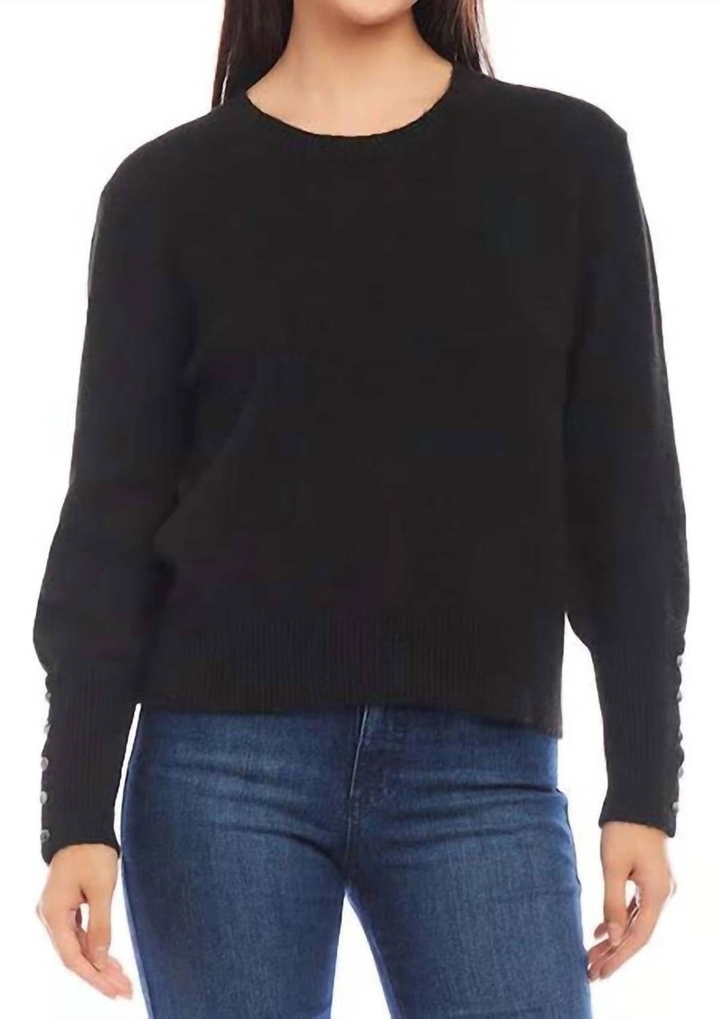 Karen Kane Button Sleeve Sweater In Black