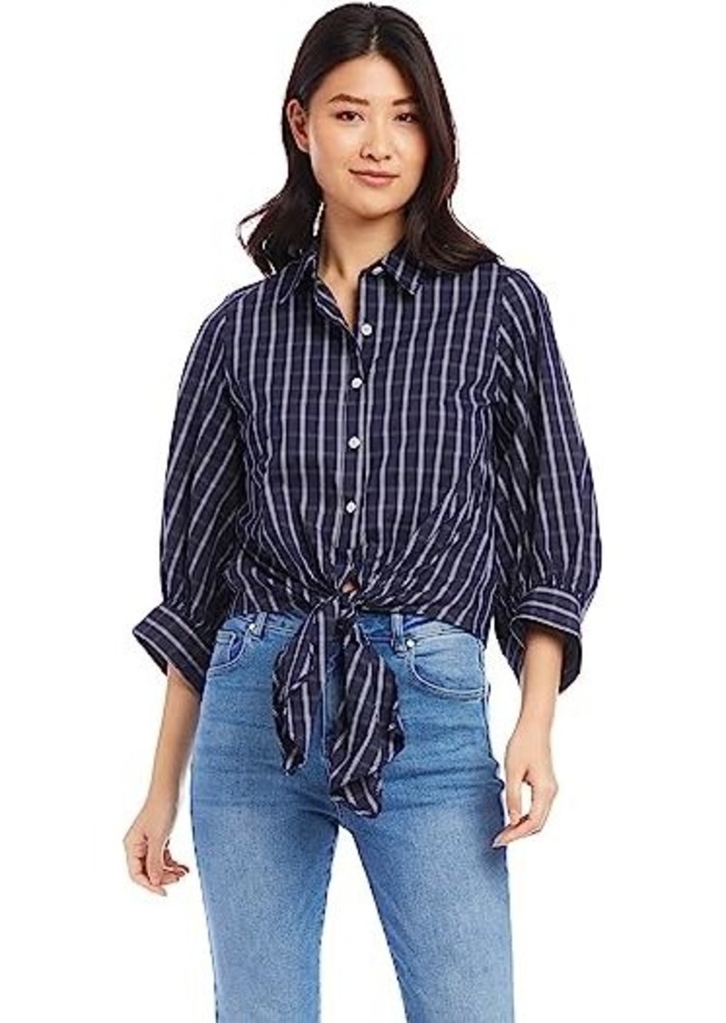 Karen Kane Check Tie-Front Top