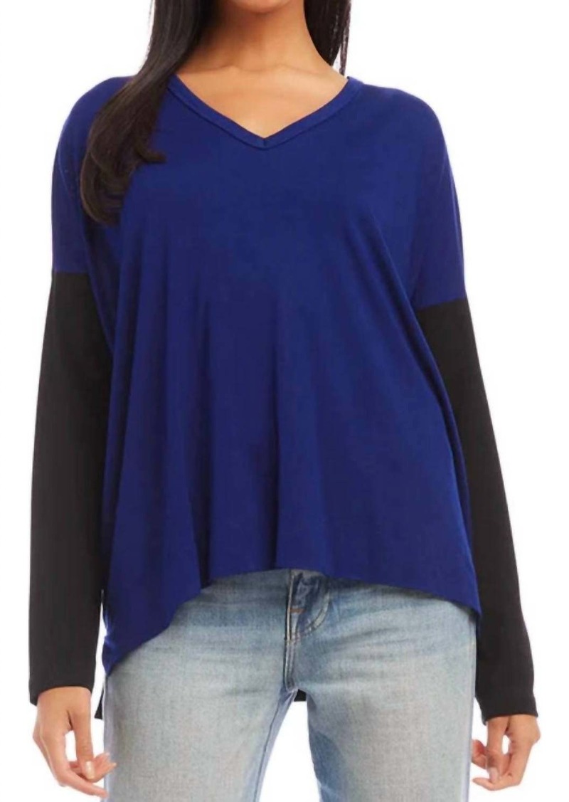 Karen Kane Color Block V-Neck Top In Iris