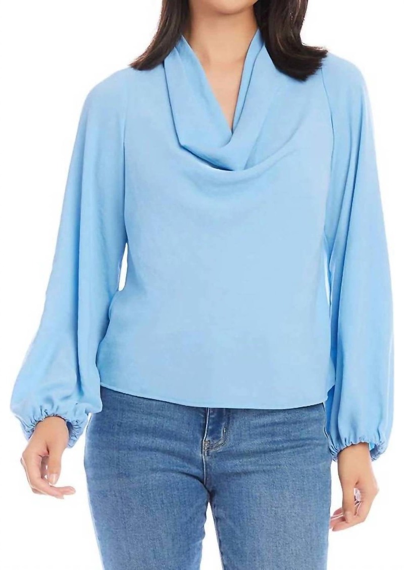 Karen Kane Cowl Neck Top In Blue