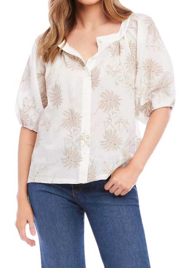 Karen Kane Embroidered Costa Palmas Top In Off White