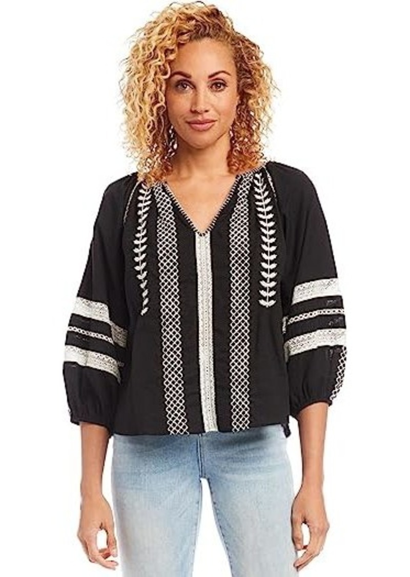 Karen Kane Embroidered Peasant Top