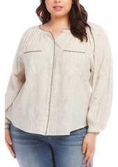 Karen Kane Blanket Stitch Stripe Peasant Top at Nordstrom