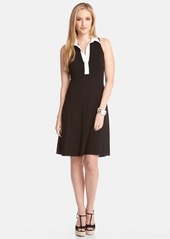 Karen Kane Contrast Placket Fit & Flare Shirtdress