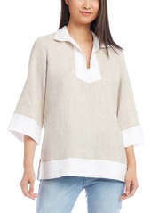 Karen Kane Contrast Trim Linen Tunic