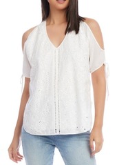 Karen Kane Eyelet Embroidered Cold Shoulder Top