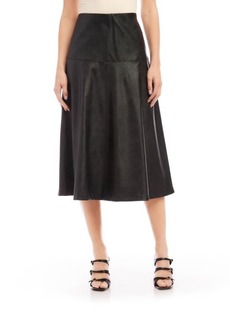 Karen Kane Faux Leather A-Line Midi Skirt