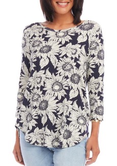 Karen Kane Floral Print Knit Shirttail Top at Nordstrom