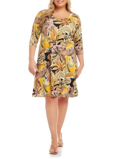 Karen Kane Floral Three-Quarter Sleeve Jersey Dress