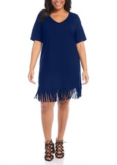 Karen Kane Fringe Trim V-Neck Dress