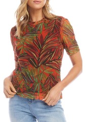 Karen Kane Palm Print Mesh Top at Nordstrom