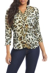 Karen Kane Leopard Print Shirred Sleeve Shirt
