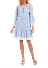 Karen Kane Mixed Lace Cotton Eyelet Shift Dress