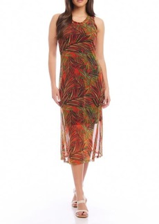 Karen Kane Palm Print Mesh Midi Dress