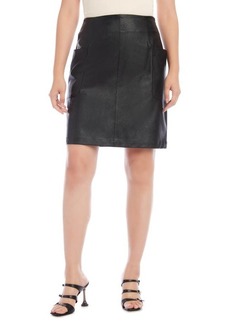 Karen Kane Patch Pocket Faux Leather Skirt