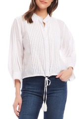 Karen Kane Pintuck Pleat Cotton Button-Up Shirt
