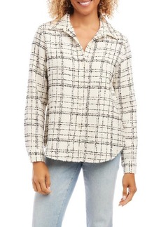 Karen Kane Plaid Cotton Blend Shirt Jacket at Nordstrom