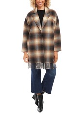 Karen Kane Plaid Fringe Trim Jacket