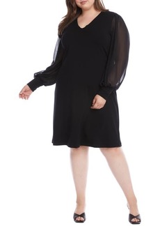 Karen Kane Sheer Long Sleeve Jersey Sheath Dress