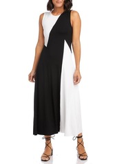 Karen Kane Sleeveless Colorblock Midi Dress in Black With White at Nordstrom