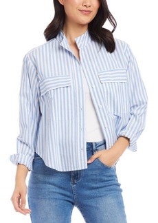 Karen Kane Stripe Cotton Shirt Jacket