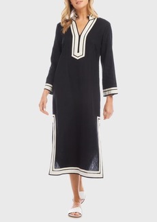 Karen Kane The St. Tropez Long Sleeve Linen Blend Midi Dress