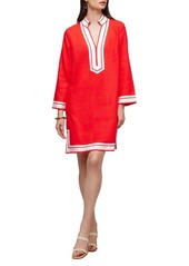 Karen Kane The St. Tropez Long Sleeve Linen Blend Shift Dress