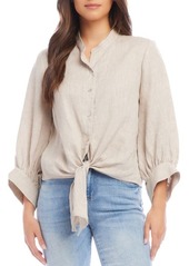 Karen Kane Tie Front Linen Button-Up Shirt