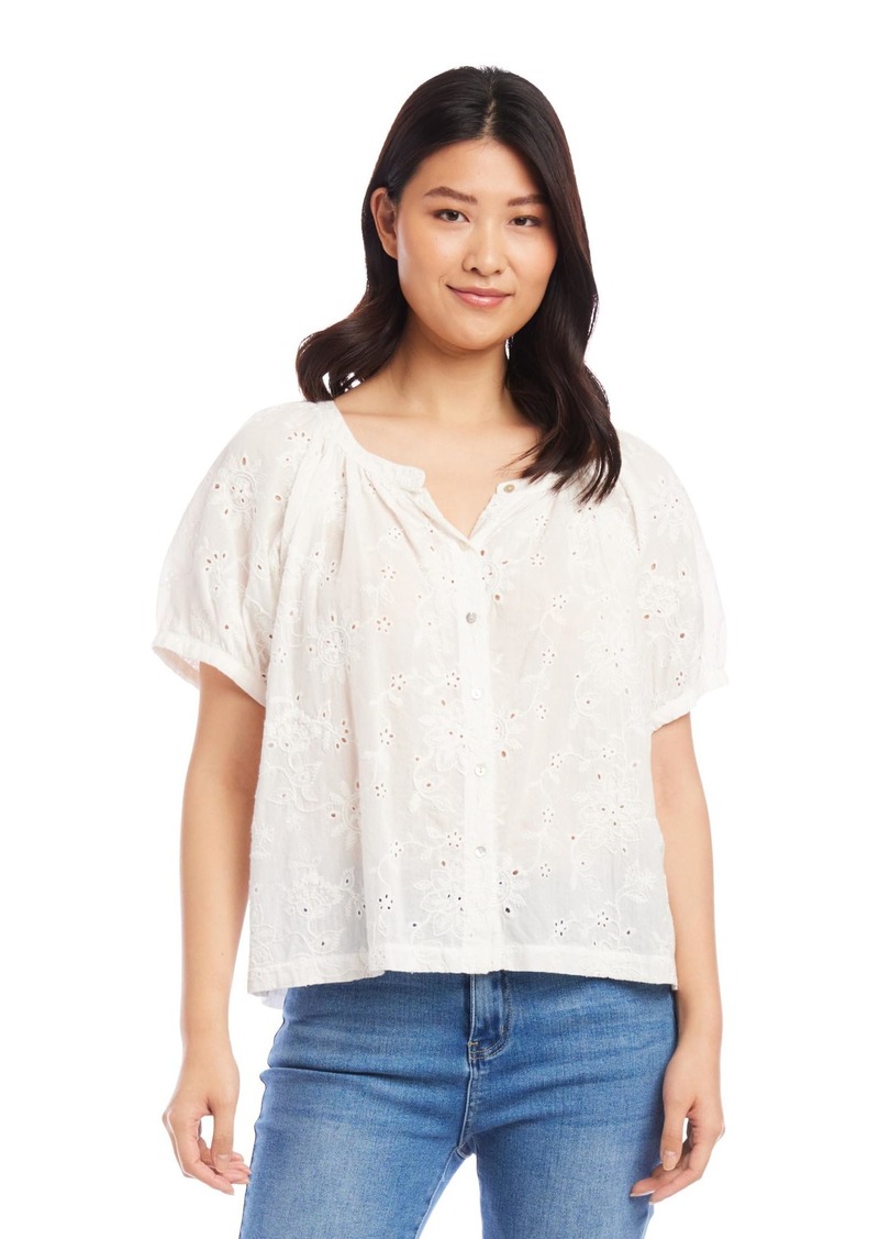 Karen Kane Women's Eyelet Peasant Top 1