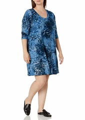 Karen Kane Women's Plus Size 3/4 Sleeve A-LINE Dress TIE DYE