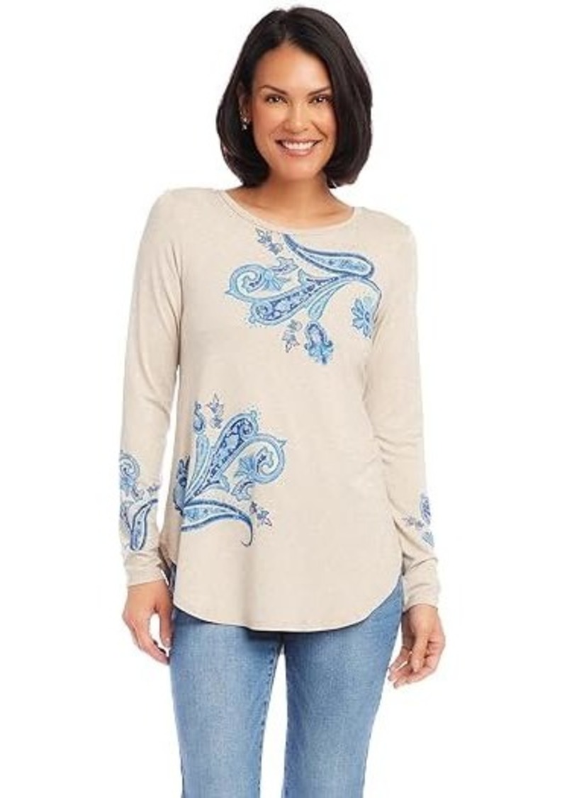 Karen Kane Paisley Print Shirttail Top