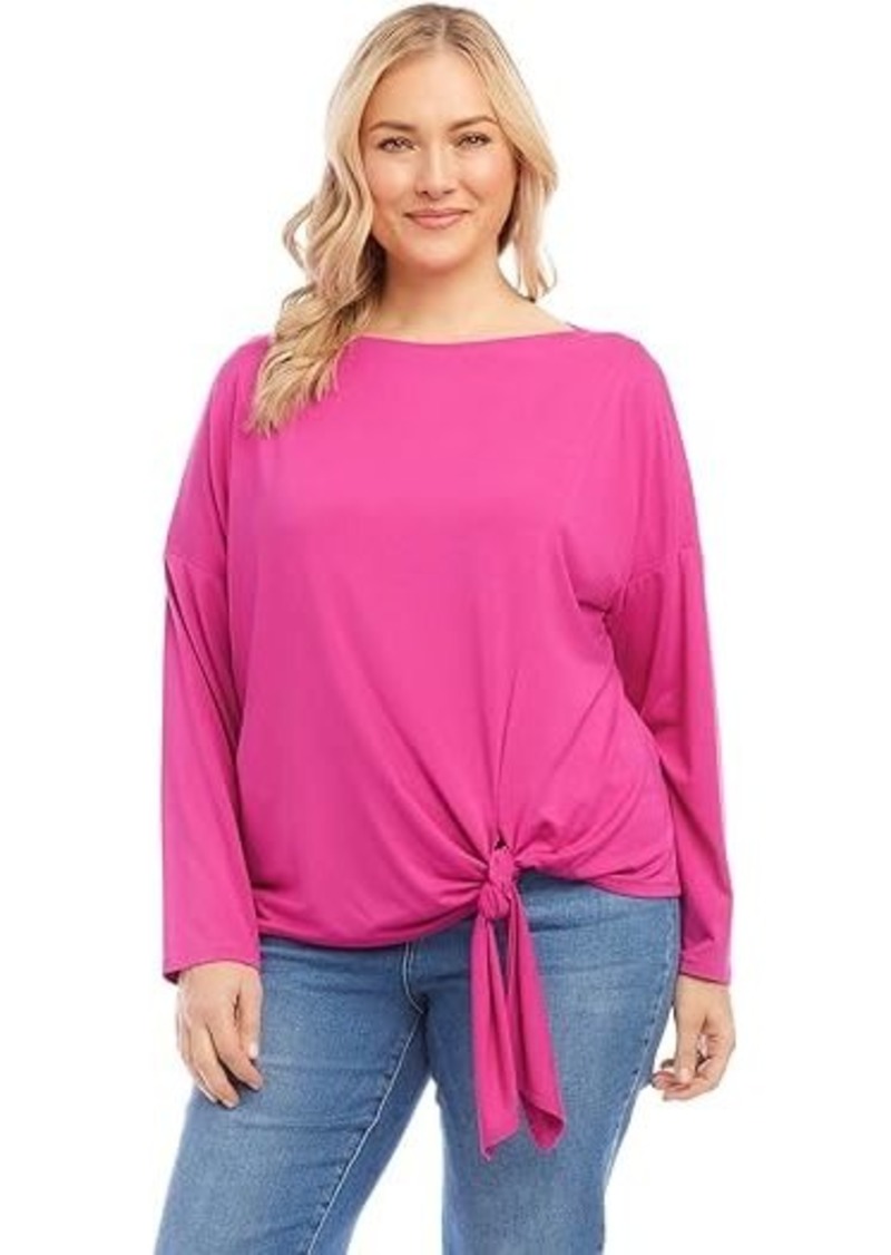 Karen Kane Plus Size Boatneck Tie Front Top