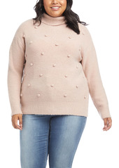 Plus Size Women's Karen Kane Pom Turtleneck Sweater
