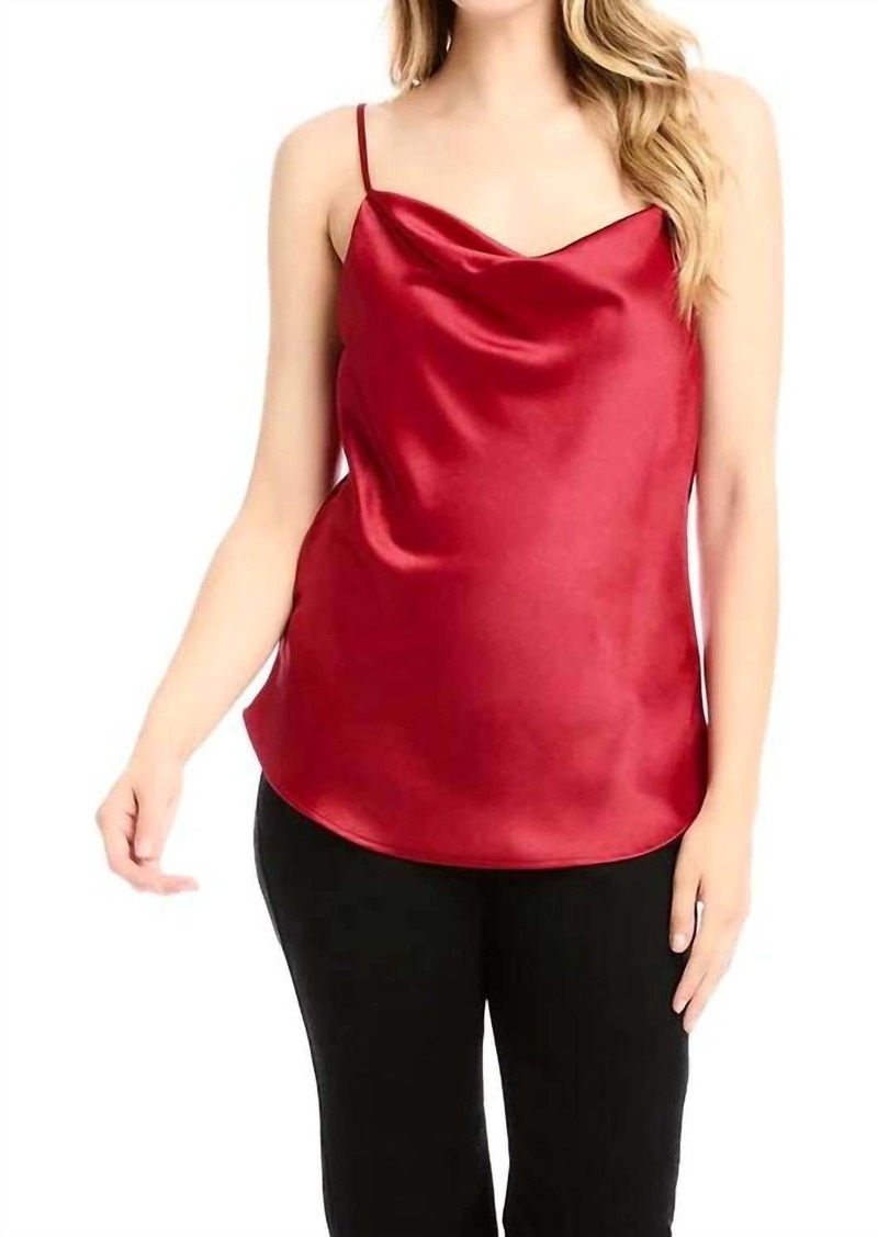 Karen Kane Satin Drape Cami In Red