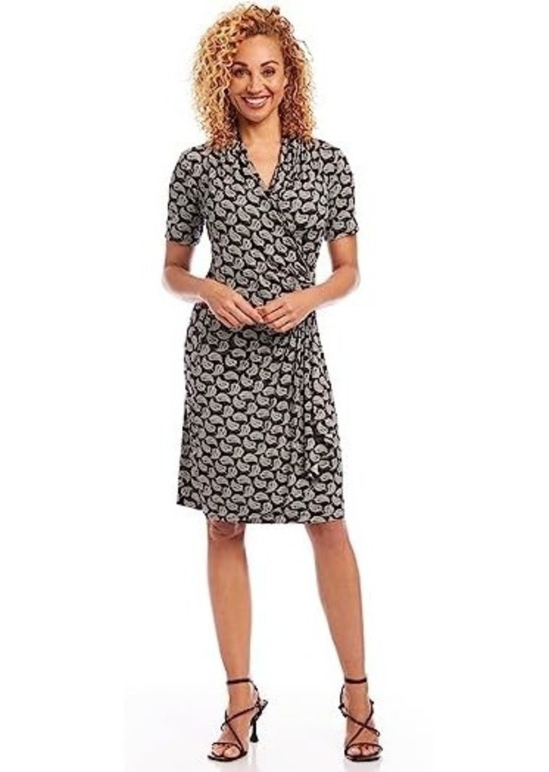 Karen Kane Short Sleeve Cascade Wrap Dress