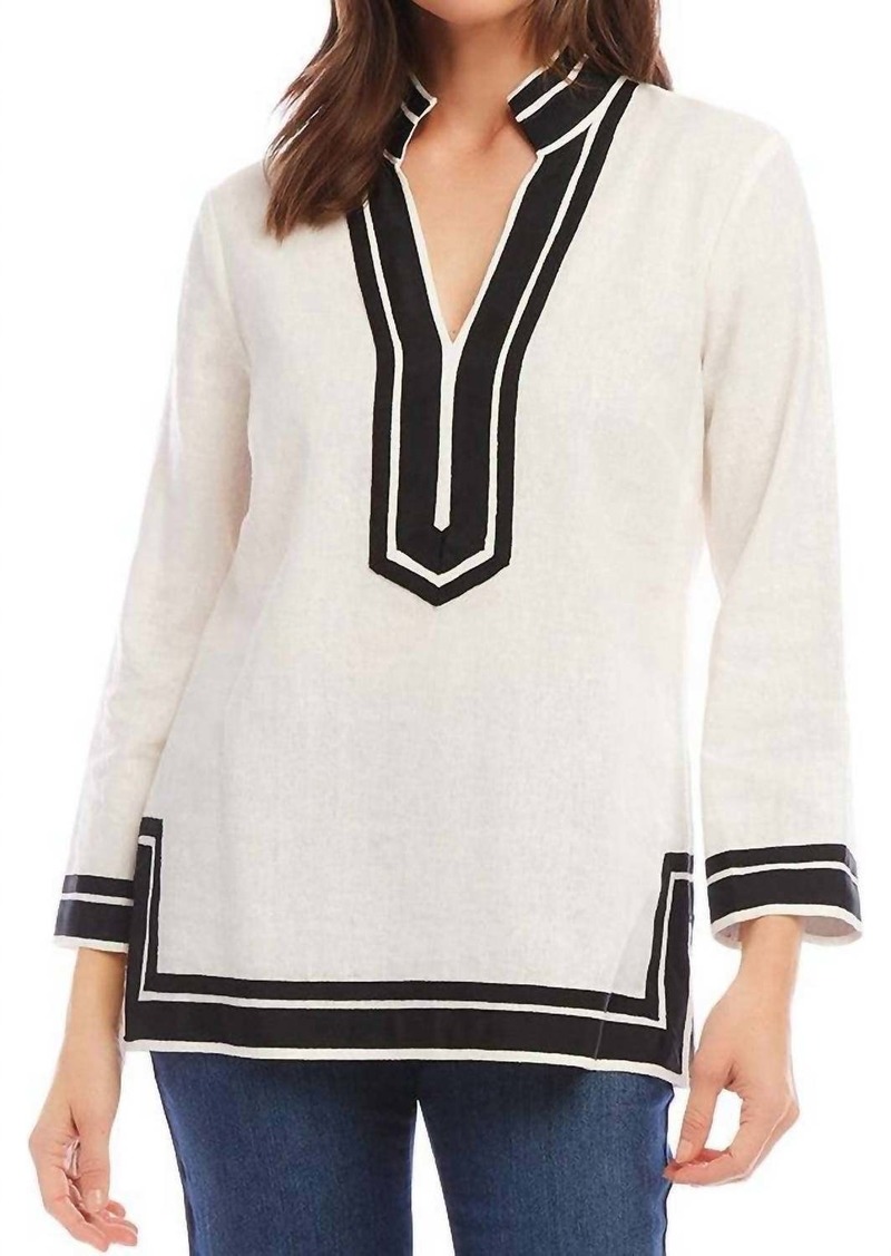 Karen Kane St. Tropez Tunic In Off White With Black