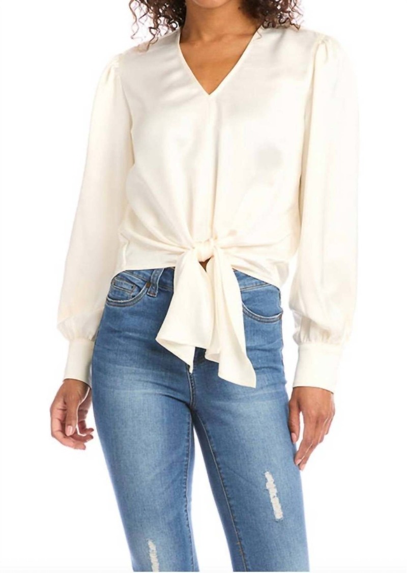 Karen Kane Tie-Front Blouse In Ivory