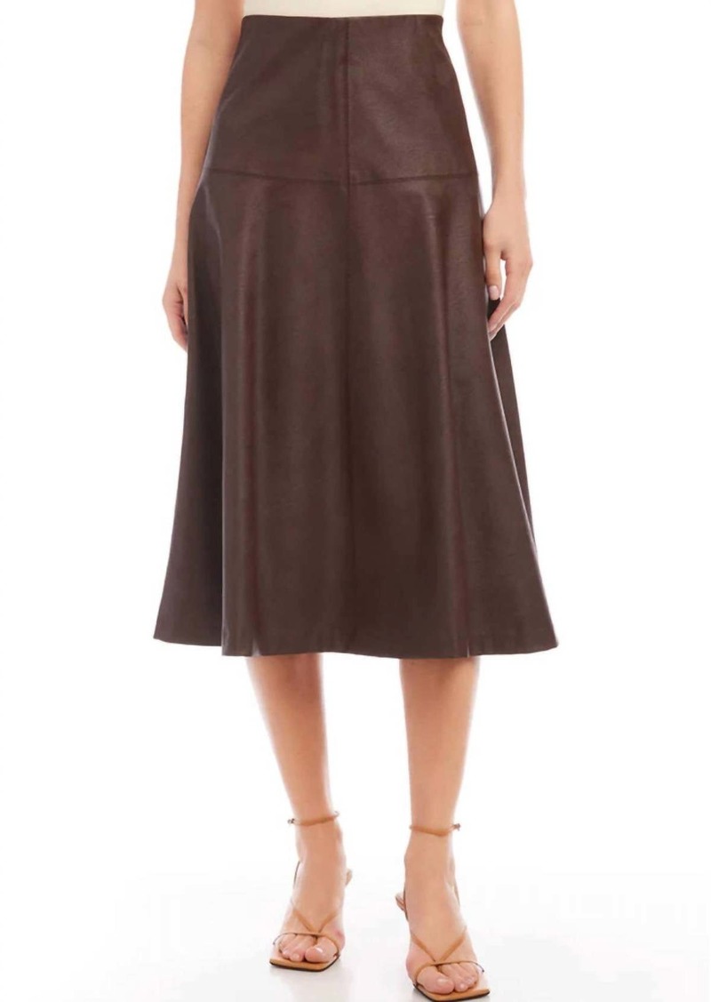Karen Kane Vegan Leather Midi Skirt In Brown