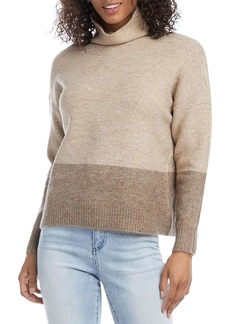 Karen Kane Womens Colorblock Pullover Turtleneck Sweater