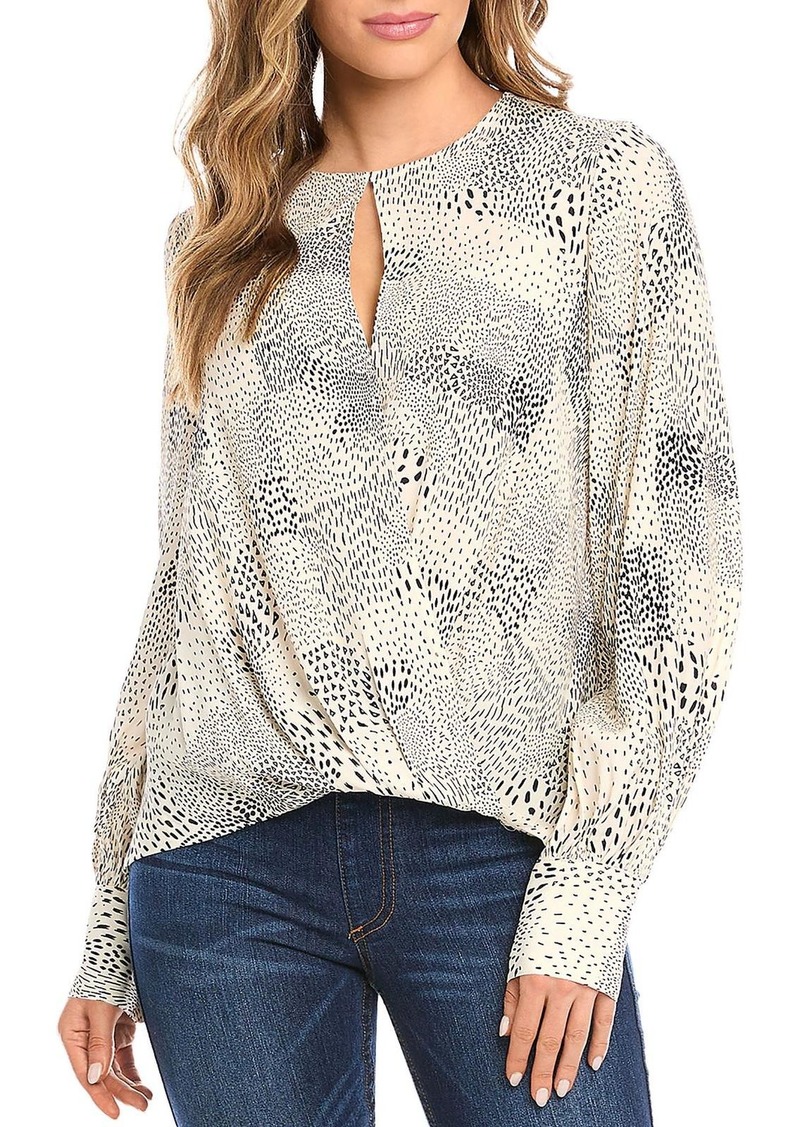 Karen Kane Womens Crewneck Printed Wrap Top