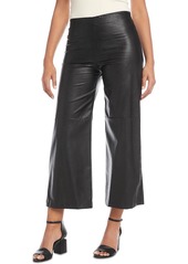 Karen Kane Womens Faux Leather Crinkled Cropped Pants