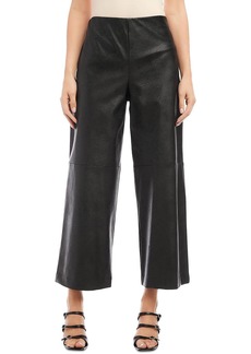 Karen Kane Womens Faux Leather High Rise Wide Leg Pants