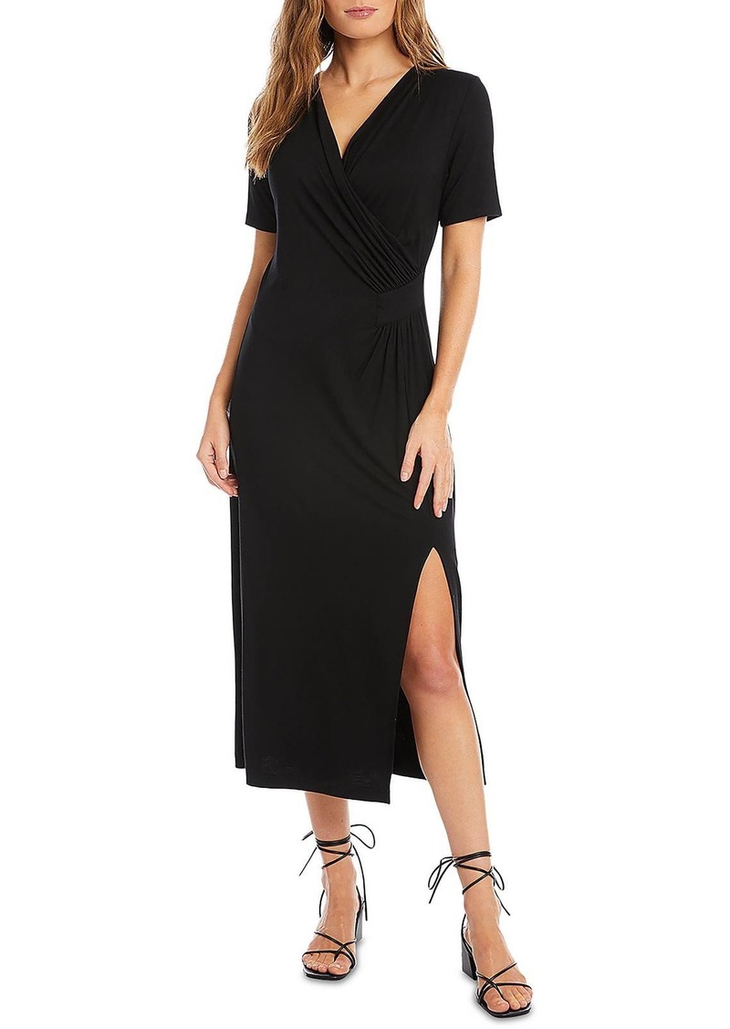 Karen Kane Womens Gathered Long Sheath Dress