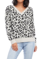 Karen Kane Cheetah Jacquard Sweater in Grey Cheetah at Nordstrom